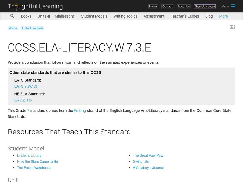 Thoughtful Learning: ccss.ela literacy.w.7.3.e Website Thoughtful Learning: ccss.ela literacy.w.7.3.e Website