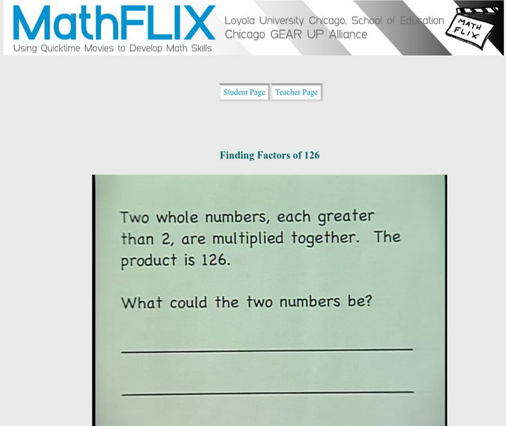 Math Flix: Finding Factors of 126 Instructional Video Math Flix: Finding Factors of 126 Instructional Video