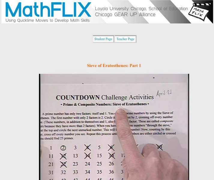 Math Flix: Prime Numbers: Sieve of Eratosthenes Part 1 Instructional Video Math Flix: Prime Numbers: Sieve of Eratosthenes Part 1 Instructional Video