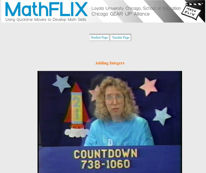 Math Flix: Integers: Adding Integers Instructional Video Math Flix: Integers: Adding Integers Instructional Video