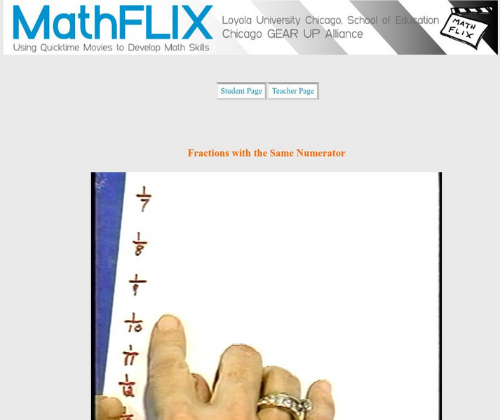 Math Flix: Compare Fractions With Same Numerators Instructional Video Math Flix: Compare Fractions With Same Numerators Instructional Video