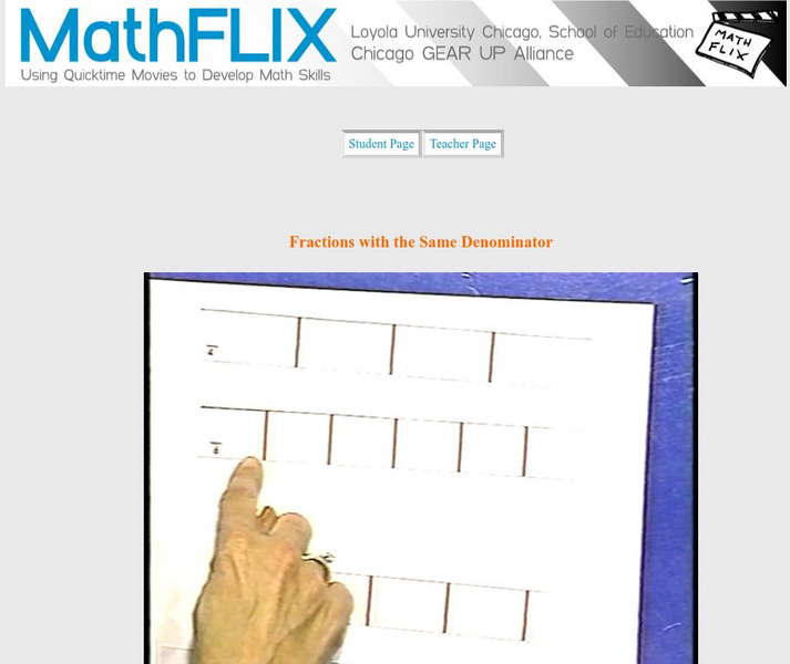 Math Flix: Compare Fractions With Same Denominators Instructional Video Math Flix: Compare Fractions With Same Denominators Instructional Video