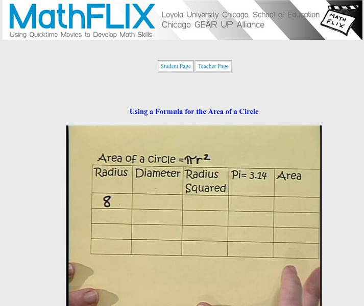Math Flix: Area of a Circle Using the Formula Instructional Video