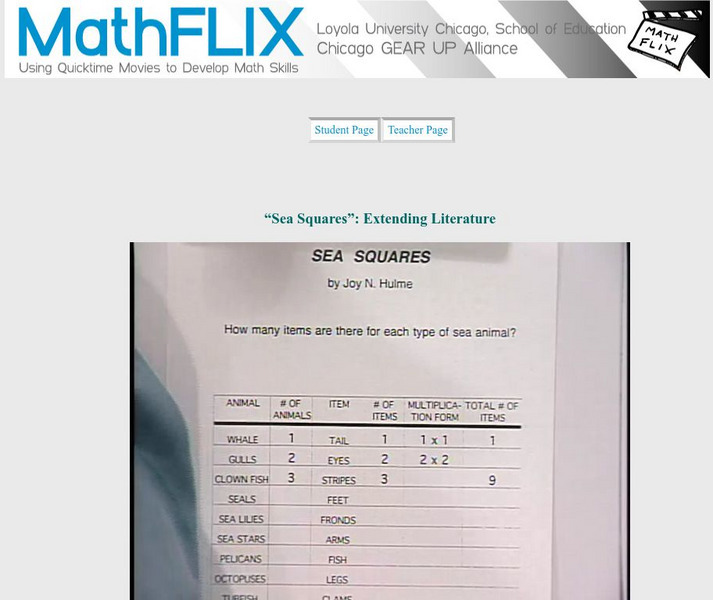 Math Flix: Square Numbers From "Sea Squares" Instructional Video Math Flix: Square Numbers From "Sea Squares" Instructional Video
