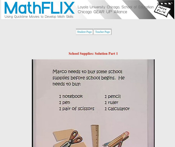 Math Flix: Extended Response: School Supplies Solve 1 Instructional Video