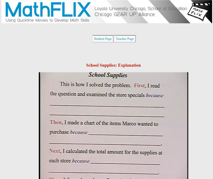Math Flix: Extended Response: School Supplies Explained Instructional Video