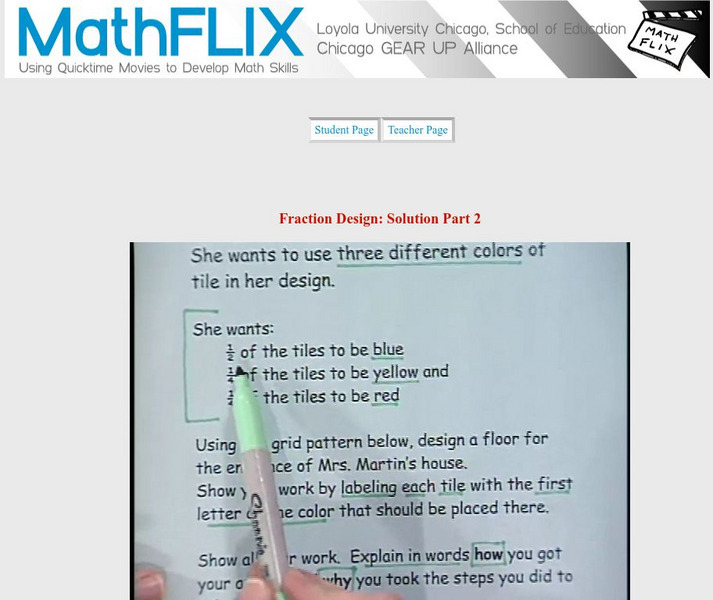 Math Flix: Extended Response: Fraction Design Solution 2 Instructional Video