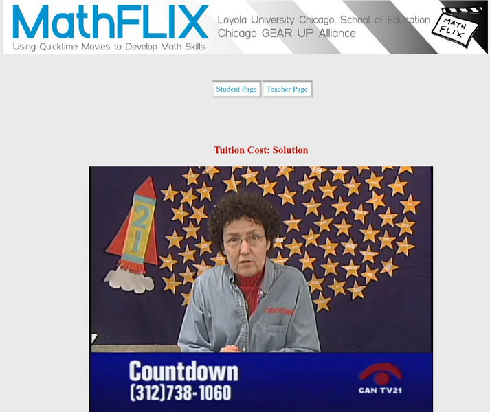 Math Flix: Extended Response: Tuition Cost Solution Instructional Video