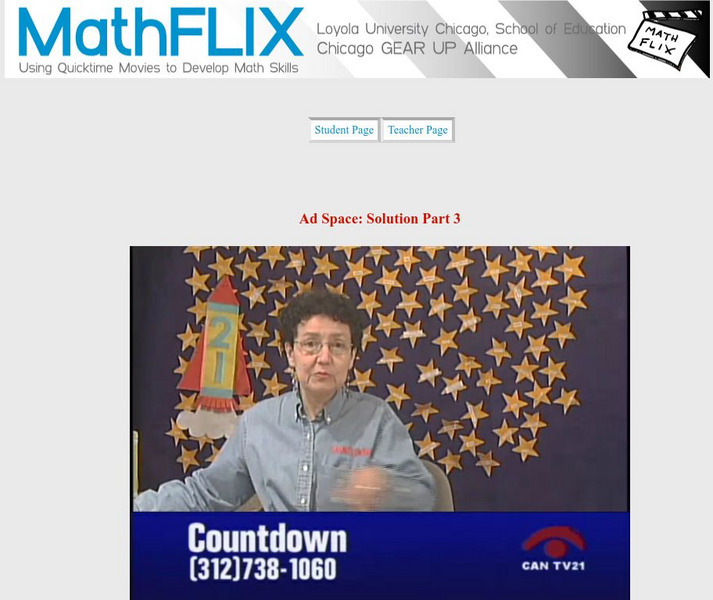 Math Flix: Area Ad Space Solution Part 3 Instructional Video
