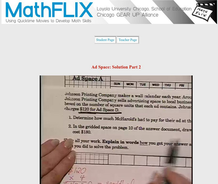 Math Flix: Area Ad Space Solution Part 2 Instructional Video