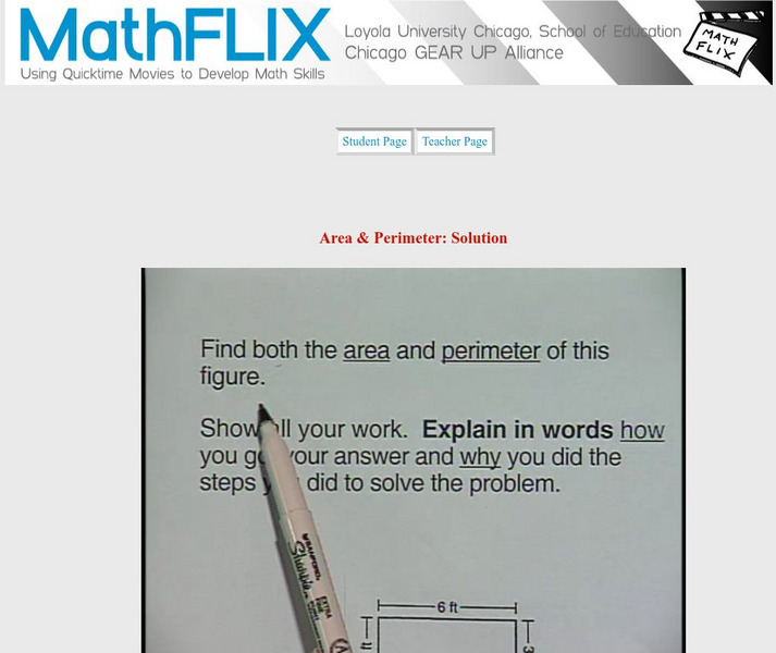 Math Flix: Area and Perimeter Solution Instructional Video