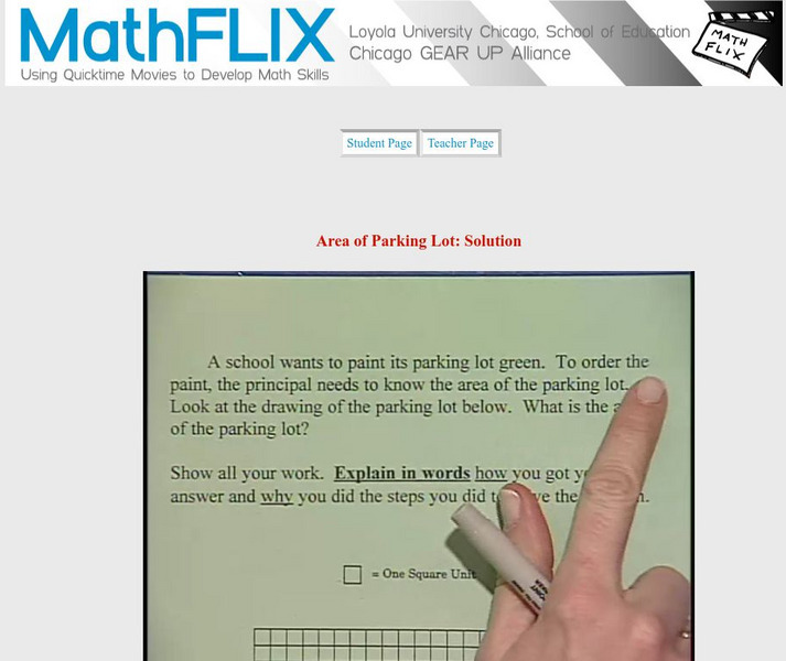 Math Flix: Area Parking Lot Solution Instructional Video