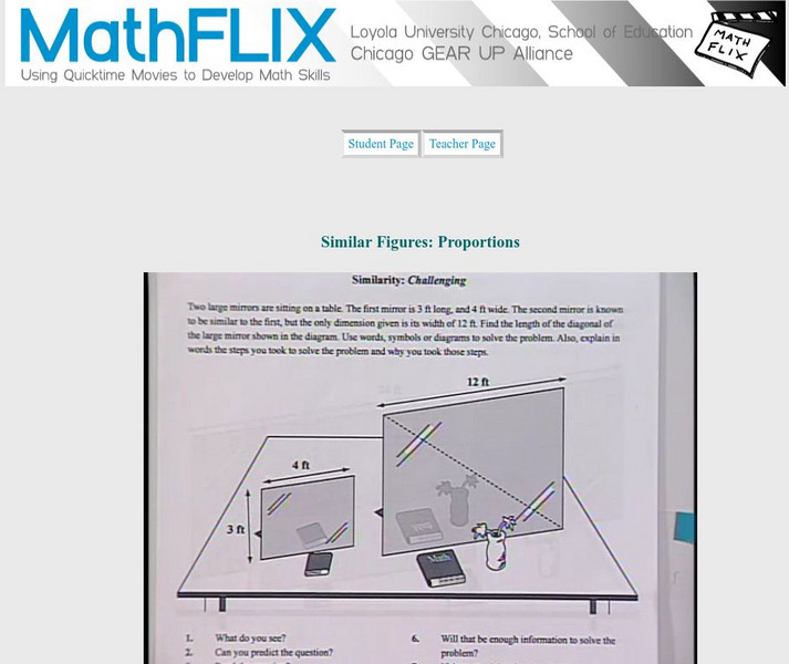Math Flix: Extended Response: Similar Figures Proportion Instructional Video