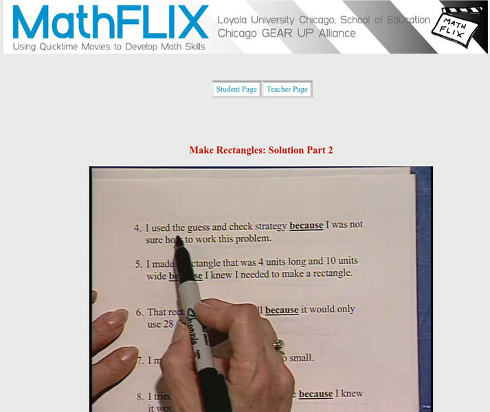 Math Flix: Extended Response: Make Rectangle Solution 2 Instructional Video
