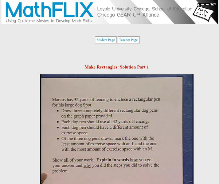 Math Flix: Extended Response: Make Rectangle Solution 1 Instructional Video
