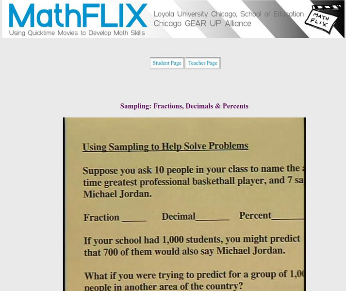 Math Flix: Survey Sampling Fraction, Decimal & Percent Instructional Video Math Flix: Survey Sampling Fraction, Decimal & Percent Instructional Video
