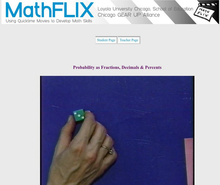 Math Flix: Probability: As Fraction, Decimal, & Percent Instructional Video Math Flix: Probability: As Fraction, Decimal, & Percent Instructional Video