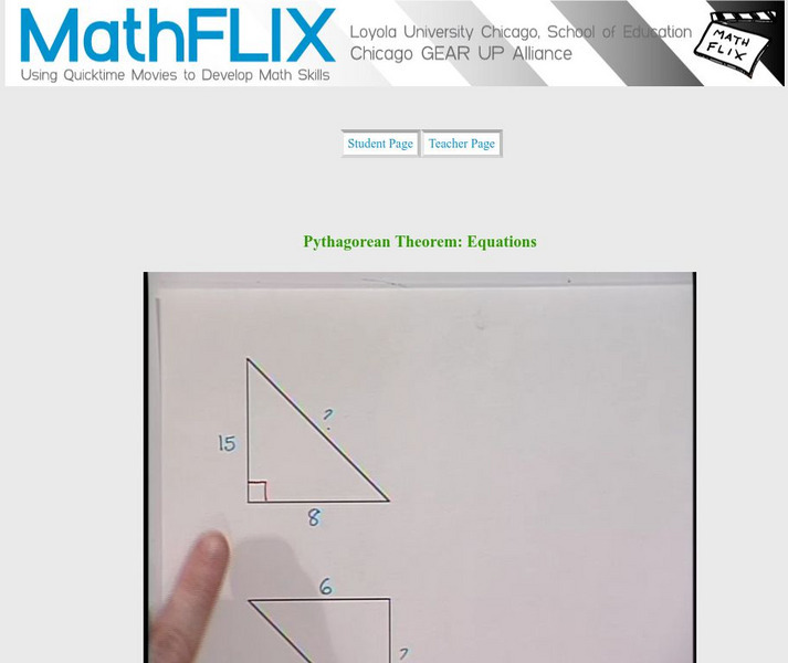 Math Flix: Pythagorean Theorem Equation Practice Instructional Video
