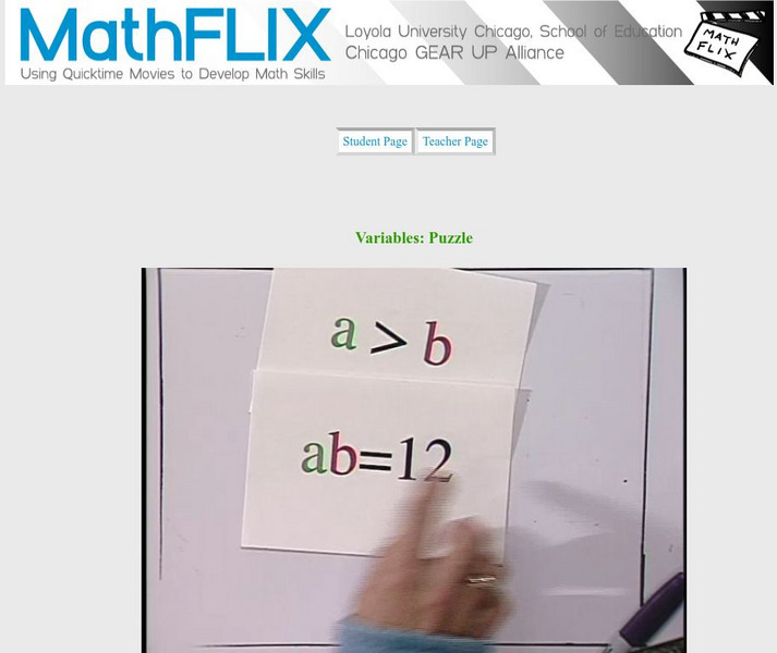 Math Flix: Variables Puzzles Instructional Video