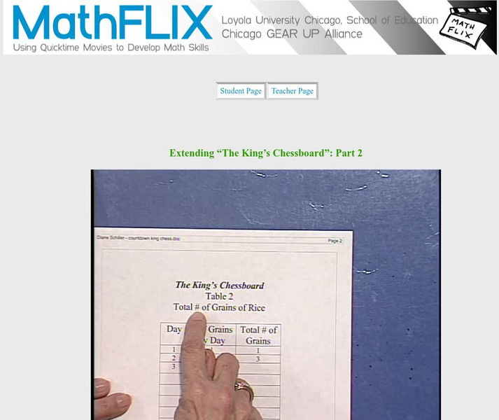 Math Flix: Patterns the King's Chessboard 2 Instructional Video