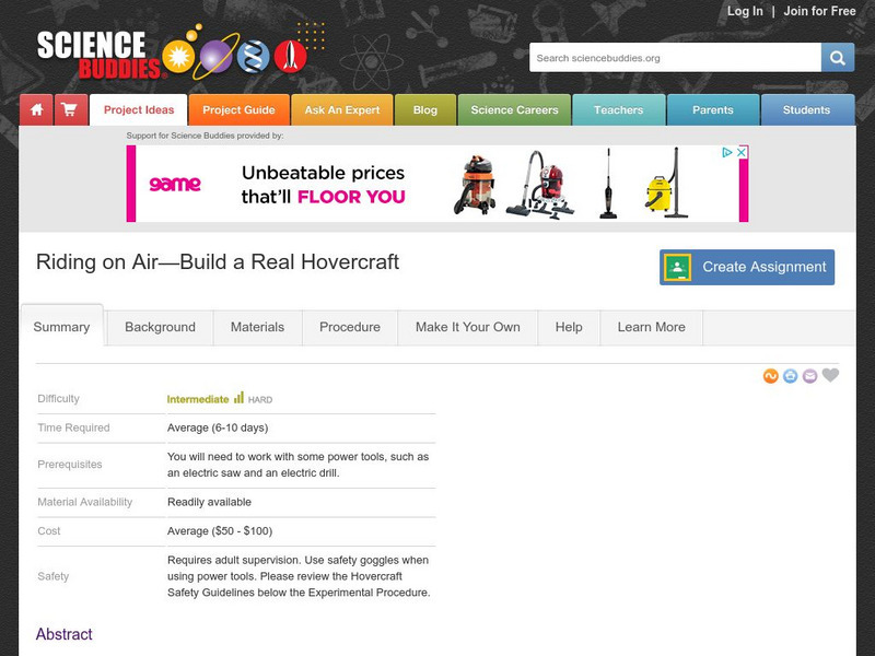 Science Buddies: Riding on Air Build a Real Hovercraft Activity