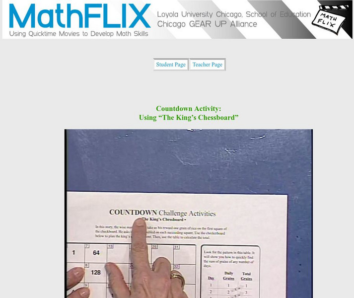 Math Flix: Patterns the King's Chessboard 3 Activity Instructional Video