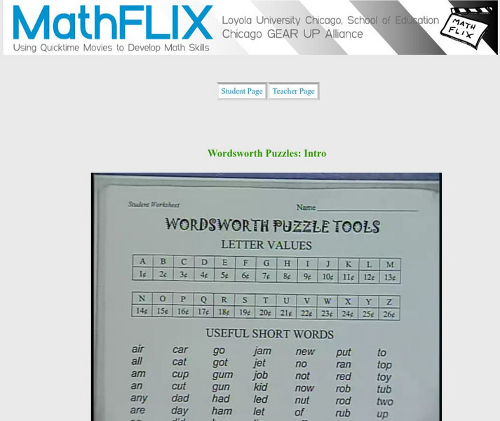 Math Flix: Wordsworth Puzzles Introduction Instructional Video Math Flix: Wordsworth Puzzles Introduction Instructional Video