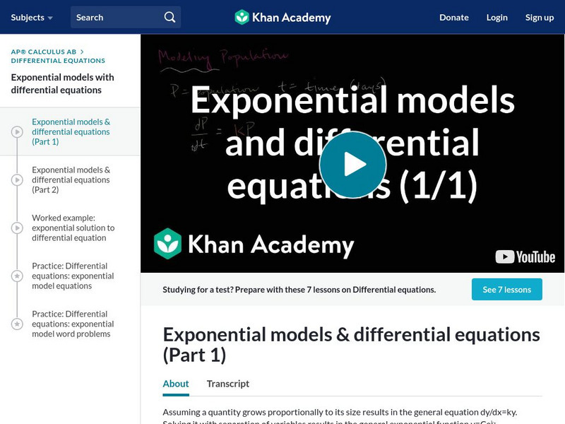 Khan Academy: Exponential Models & Differential Equations Unit Plan for ...