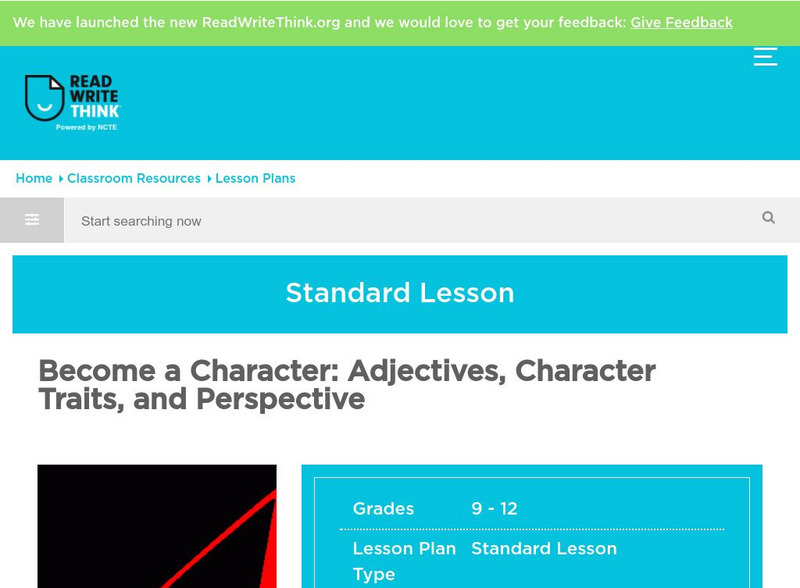 Read Write Think: Become a Character Lesson Plan Read Write Think: Become a Character Lesson Plan