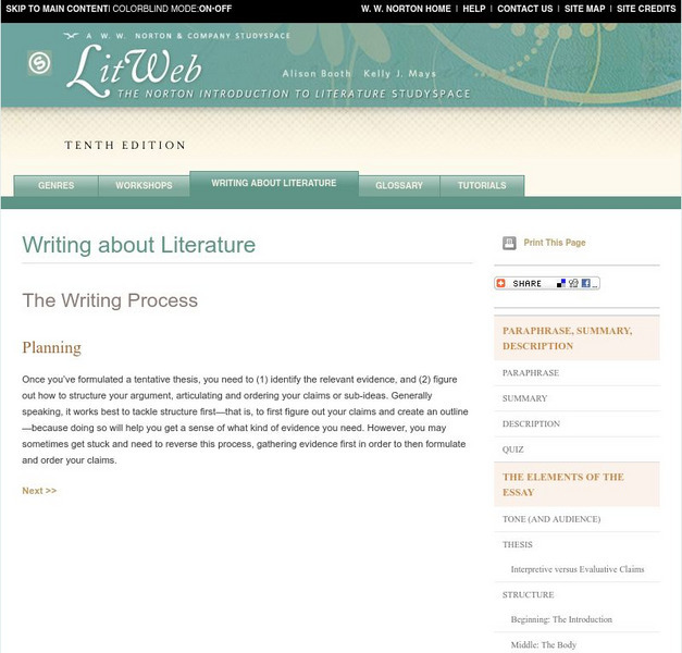 W.w. Norton & Company: The Writing Process: Planning Handout W.w. Norton & Company: The Writing Process: Planning Handout