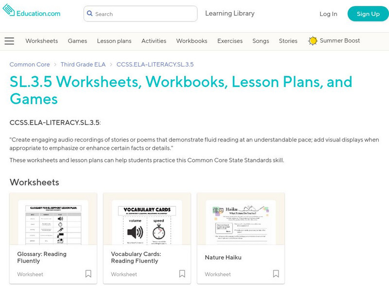 Education.com: Sl.3.5 Worksheets: Create Engaging Audio Recordings Lesson Plan Education.com: Sl.3.5 Worksheets: Create Engaging Audio Recordings Lesson Plan