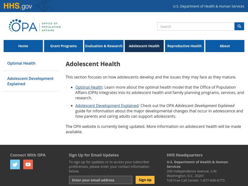 U.s. Department of Health and Human Services: Adolescent Health Unit Plan U.s. Department of Health and Human Services: Adolescent Health Unit Plan
