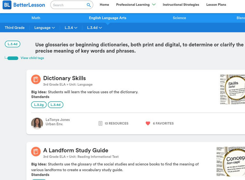 Better Lesson: L.3.4d: Use Glossaries or Dictionaries to Determine Meaning Lesson Plan Better Lesson: L.3.4d: Use Glossaries or Dictionaries to Determine Meaning Lesson Plan