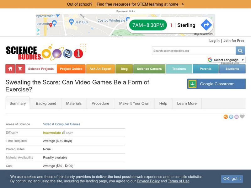 Science Buddies: Sweating the Score: Can Video Games Be a Form of Exercise? Activity Science Buddies: Sweating the Score: Can Video Games Be a Form of Exercise? Activity