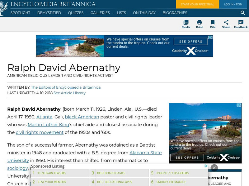 Encyclopedia Britannica: Ralph David Abernathy Handout Encyclopedia Britannica: Ralph David Abernathy Handout