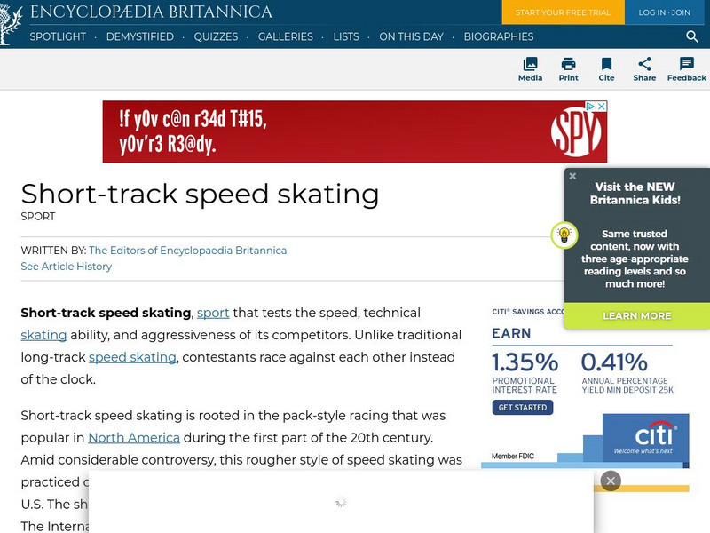 Encyclopedia Britannica: Short Track Speed Skating Handout Encyclopedia Britannica: Short Track Speed Skating Handout