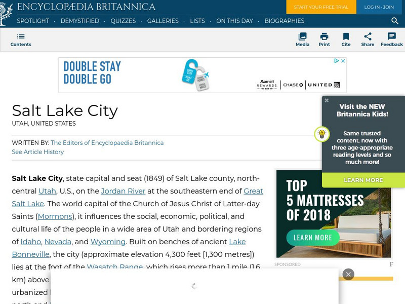 Encyclopedia Britannica: Salt Lake City Handout Encyclopedia Britannica: Salt Lake City Handout