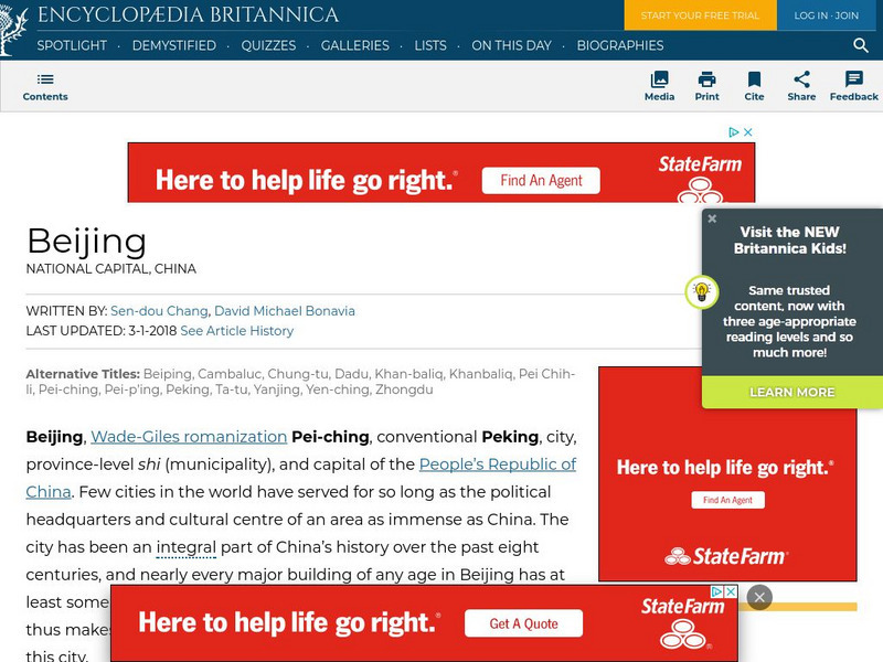 Encyclopedia Britannica: Beijing Handout
