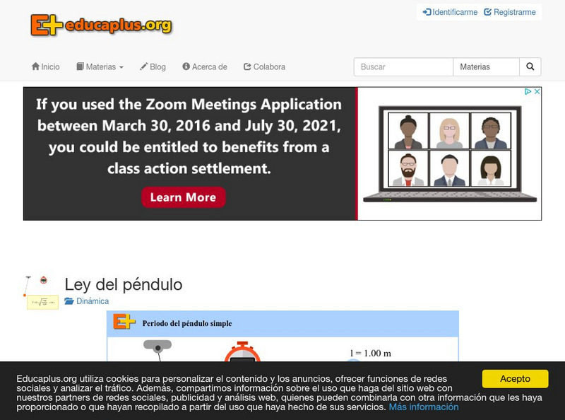 Educaplus: Ley Del Pendulo Interactive Educaplus: Ley Del Pendulo Interactive