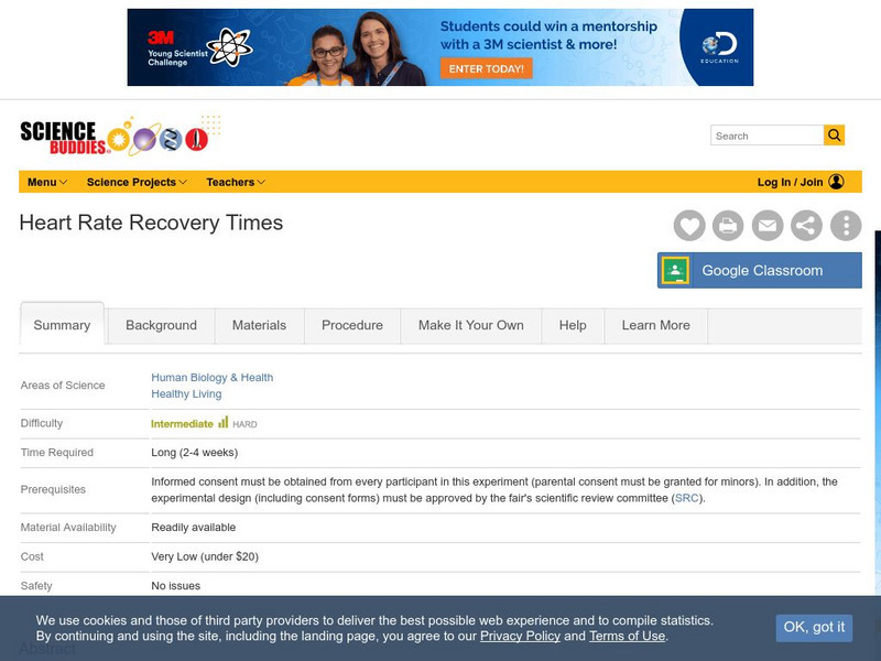 Science Buddies: Heart Rate Recovery Times Activity Science Buddies: Heart Rate Recovery Times Activity