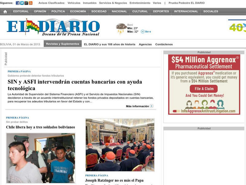 El Diario Periodico Boliviano De Circulacion Mundial Website