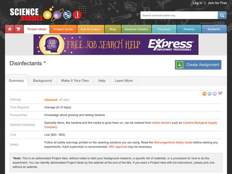 Science Buddies: Disinfectants Activity Science Buddies: Disinfectants Activity
