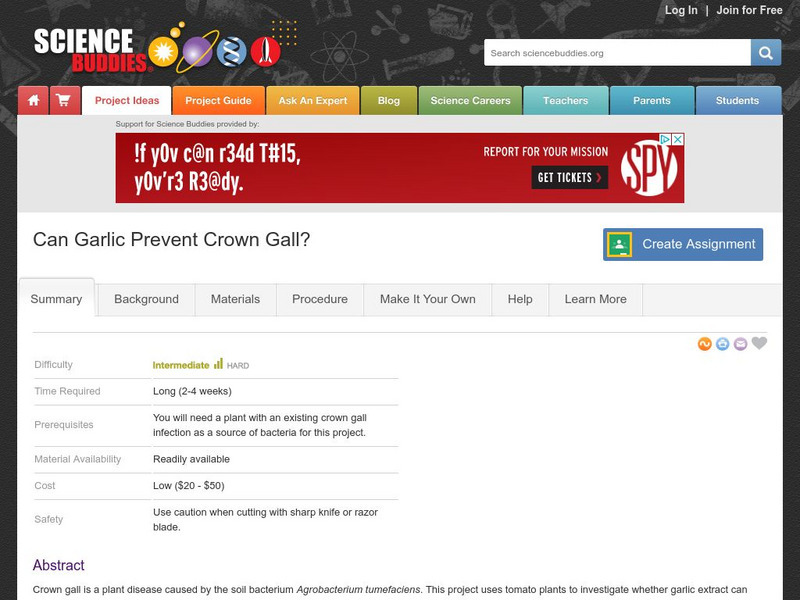 Science Buddies: Can Garlic Prevent Crown Gall? Activity Science Buddies: Can Garlic Prevent Crown Gall? Activity