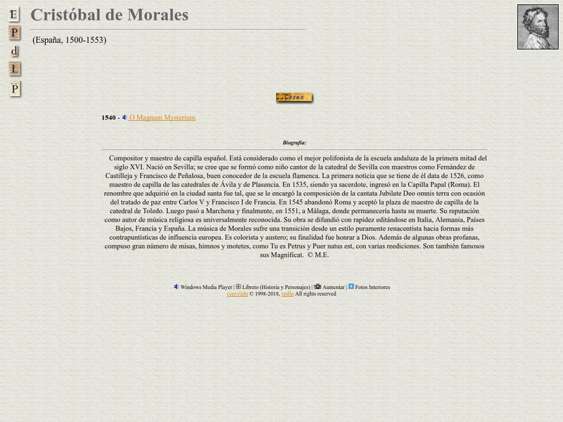 E Pd Lp: Cristobal De Morales Handout E Pd Lp: Cristobal De Morales Handout