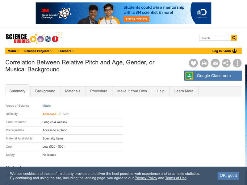 Science Buddies: Correlation Between Pitch & Age, Gender, Musical Background Activity