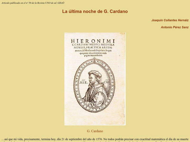 Ite: La Ultima Noche De G. Cardano Handout Ite: La Ultima Noche De G. Cardano Handout