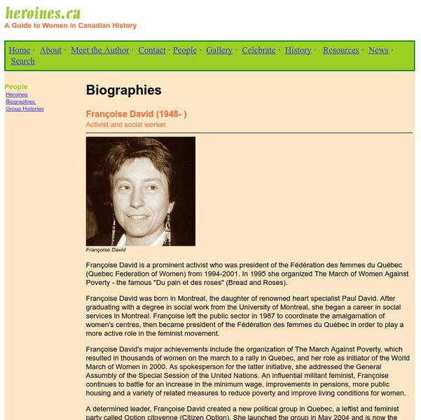 Heroines: Francoise David, Activist Handout
