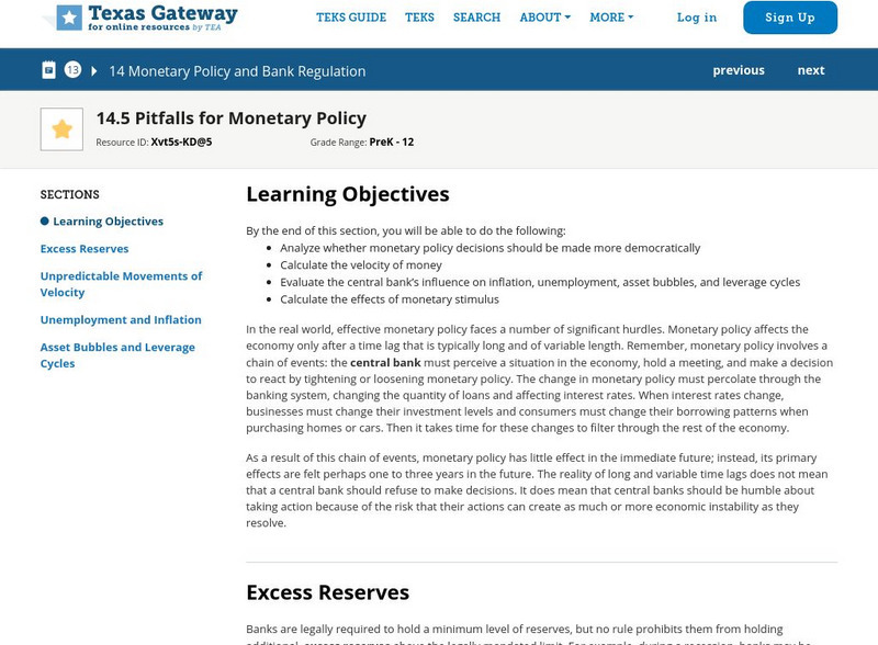 Texas Gateway: Ch. 14: Pitfalls for Monetary Policy eBook Texas Gateway: Ch. 14: Pitfalls for Monetary Policy eBook