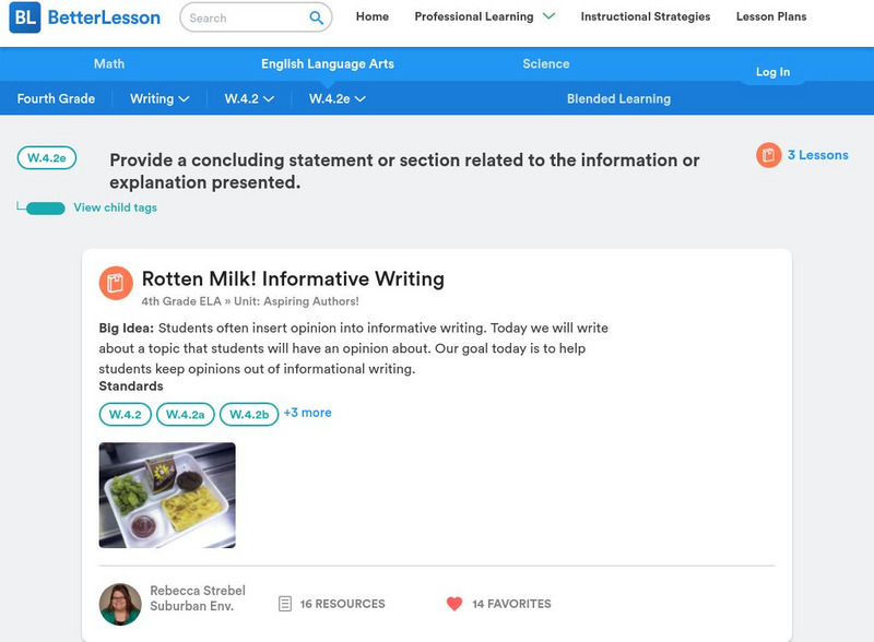 Better Lesson: W.4.2e: Provide a Concluding Statement or Section Lesson Plan Better Lesson: W.4.2e: Provide a Concluding Statement or Section Lesson Plan