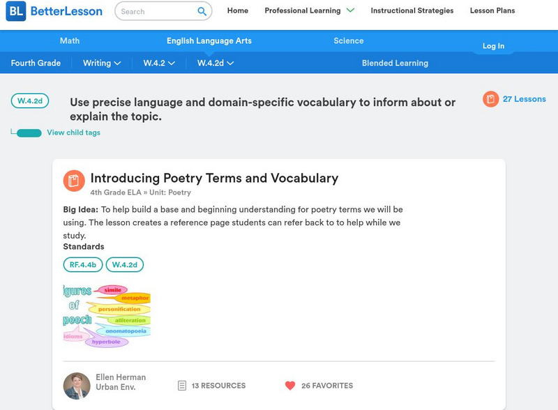 Better Lesson: W.4.2d: Use Precise Language and Vocabulary Lesson Plan Better Lesson: W.4.2d: Use Precise Language and Vocabulary Lesson Plan